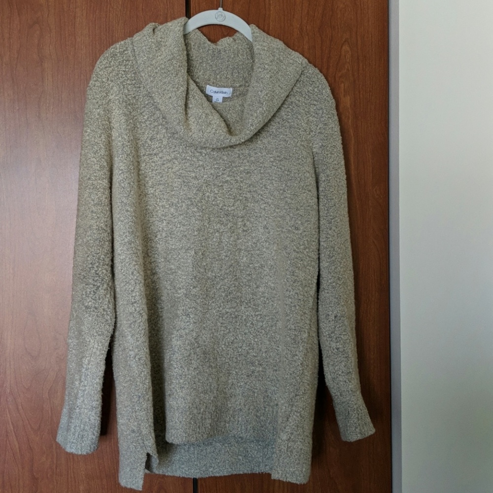 Calvin Klein L Beige Cozy Cowl Neck Sweater